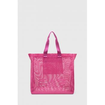 EA7 Emporio Armani geanta de plaja culoarea roz ieftina