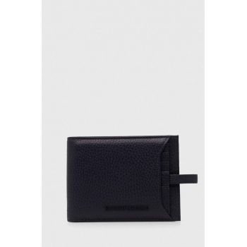 Emporio Armani portofel de piele barbati, culoarea albastru marin