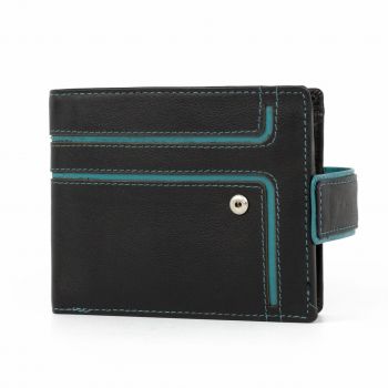 Portofel barbati Davis PT959, piele naturala, Negru - Albastru Portofel barbati Davis PT959, piele naturala, Negru - Albastru