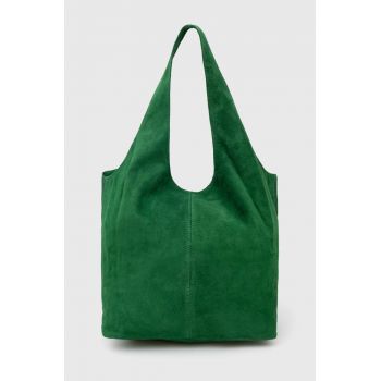 Answear Lab geanta de mana din piele intoarsa culoarea verde ieftina