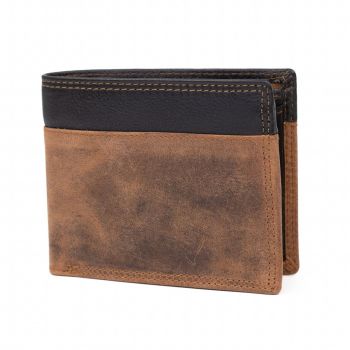 Portofel barbati Delis, Athelstan PT1239, piele naturala, Negru-Maro
