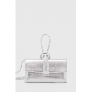 Answear Lab poseta de piele culoarea argintiu