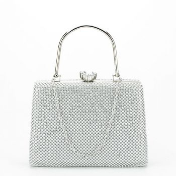 Geanta clutch argintie cu pietricele B-BYH-877 05