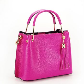 Geanta dama din piele naturala cu pantandit B-8939 122, Fucsia