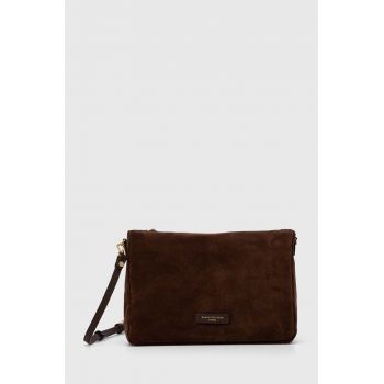 Gianni Chiarini geanta de mana din piele intoarsa NORA POUCH culoarea maro, BS 10225 CM-PL
