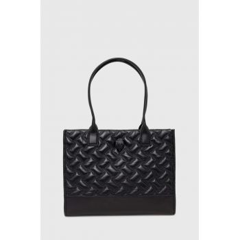 Kurt Geiger London poseta de piele SM KENSINGTON SQ TOTE DR culoarea negru, 2732000109