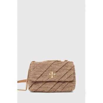 Tory Burch poseta Kira Draped Raffia Small culoarea bej, 154828.211