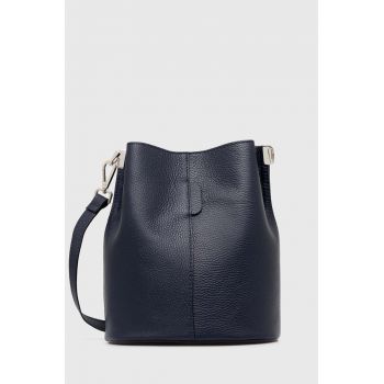 Answear Lab poseta de piele culoarea albastru marin