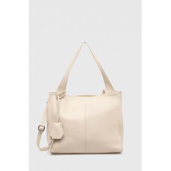 Answear Lab poseta de piele culoarea bej