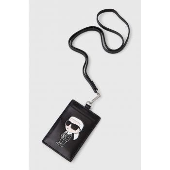 Karl Lagerfeld carcasa din piele culoarea negru, 241W3205