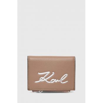 Karl Lagerfeld portofel de piele femei, culoarea maro, 245W3231