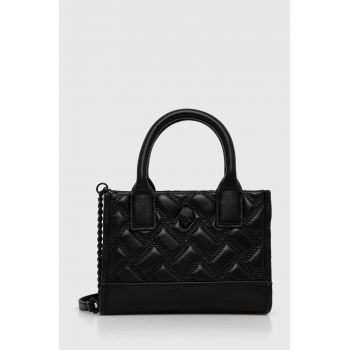 Kurt Geiger London poseta de piele XS KENSINGTON SQ TOTE DR culoarea negru, 2733400109