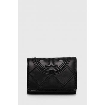 Tory Burch portofel de piele Fleming Soft Small femei, culoarea negru, 156558.001