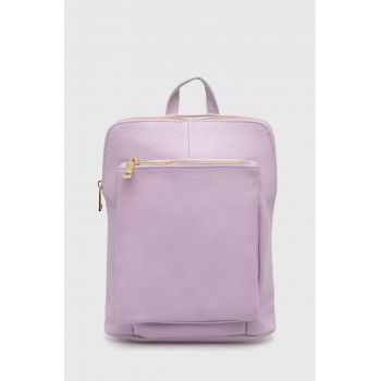 Answear Lab ghiozdan de piele femei, culoarea violet, mic, neted