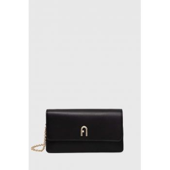 Furla poseta de piele culoarea negru