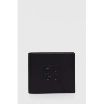 HUGO portofel de piele barbati, culoarea negru, 50523700
