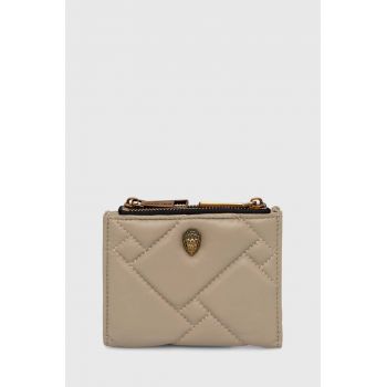 Kurt Geiger London portofel de piele KENSINGTON PUFF MN PURSE femei, culoarea bej, 2710837109
