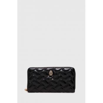 Kurt Geiger London portofel de piele KENSINGTON ZIP AROUND E femei, culoarea negru, 2712700319
