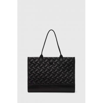 Kurt Geiger London poseta de piele KENSINGTON SQ TOTE DR culoarea negru, 2712400109