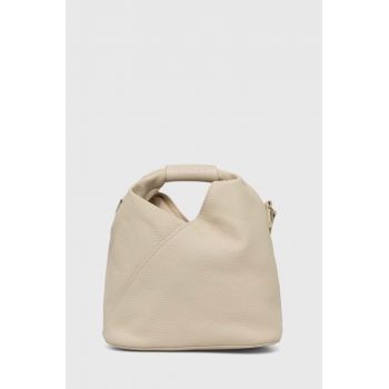 MM6 Maison Margiela poseta de piele culoarea bej, SB6WD0026
