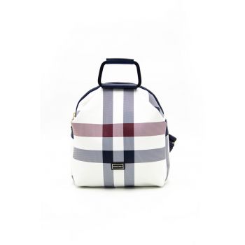 Rucsac de piele ecologica cu model in carouri