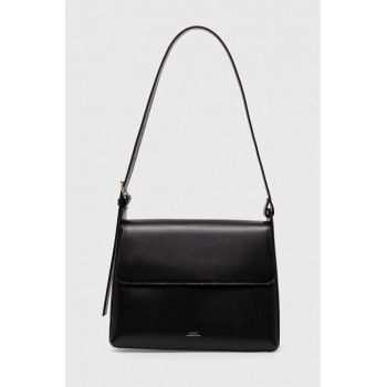 A.P.C. poseta de piele sac virginie flap culoarea negru, PXBRU.F61924
