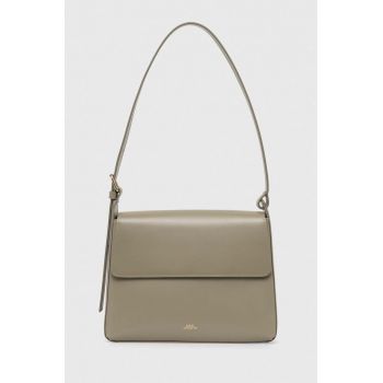 A.P.C. poseta de piele sac virginie flap culoarea verde, PXBRU.F61924