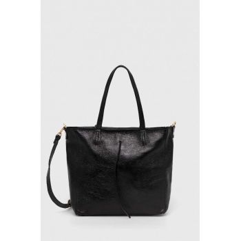 Answear Lab poseta de piele culoarea negru