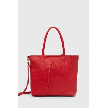 Answear Lab poseta de piele culoarea rosu