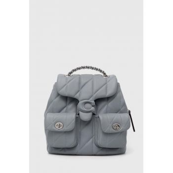 Coach ghiozdan de piele Tabby femei, culoarea gri, mic, neted, CU077