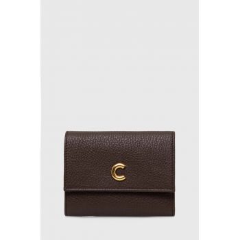 Coccinelle portofel de piele KELSEY femei, culoarea maro, E2 RBP 11 F0 01