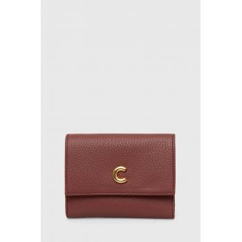 Coccinelle portofel de piele KELSEY femei, culoarea maro, E2 RBP 11 F0 01
