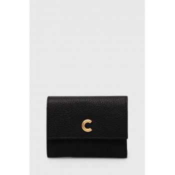 Coccinelle portofel de piele KELSEY femei, culoarea negru, E2 RBP 11 F0 01
