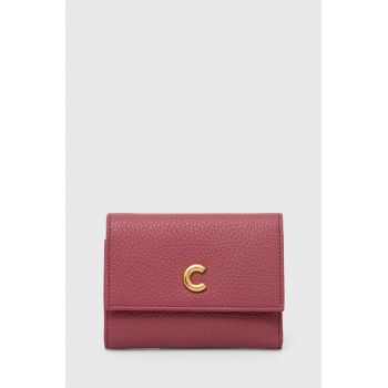 Coccinelle portofel de piele KELSEY femei, culoarea roz, E2 RBP 11 F0 01