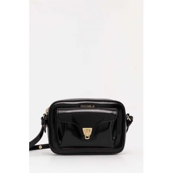 Coccinelle poseta de piele COCCINELLE BEAT SHINY CAL culoarea negru, E1 R88 55 04 01