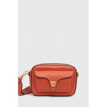 Coccinelle poseta de piele COCCINELLE BEAT SOFT RIBB culoarea portocaliu, E1 NOF 15 02 01