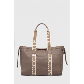 Coccinelle poseta de piele COCCINELLE2DAY SIGNATURE culoarea bej, E1 R7B 11 01 01