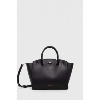 Furla poseta de piele culoarea negru