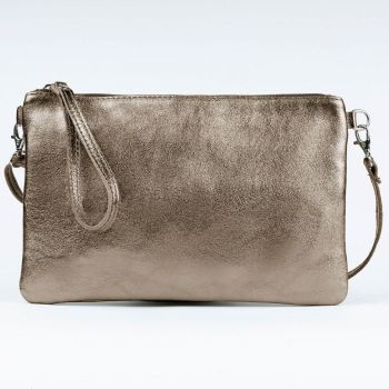 Geanta plic crossbody auriu inchis, din piele naturala Geanta plic crossbody auriu inchis, din piele naturala