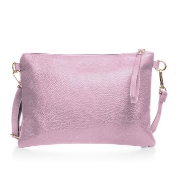 Geanta plic crossbody lila deschis, din piele naturala Geanta plic crossbody lila deschis, din piele naturala