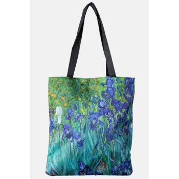 Geanta shopper din material textil, imprimata cu reproducere dupa    Irisi   - de Van Gogh - Shopika