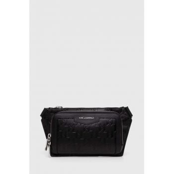 Karl Lagerfeld borseta de piele culoarea negru, 245M3009