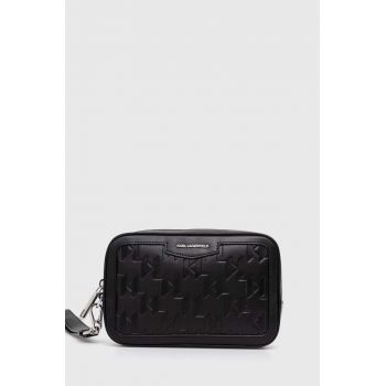 Karl Lagerfeld borseta de piele culoarea negru, 245M3204