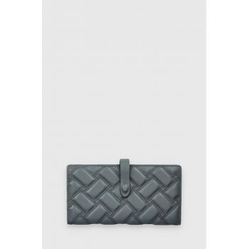 Kurt Geiger London portofel de piele LEATHER SOFT WALLET DR femei, culoarea gri, 646720109