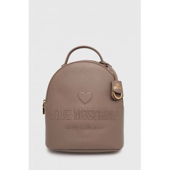 Love Moschino ghiozdan de piele femei, culoarea bej, mic, neted, JC4116PP1LL1000A