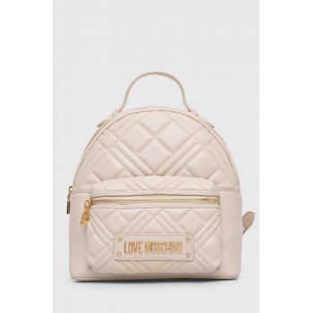 Love Moschino rucsac femei, culoarea bej, mic, neted, JC4148PP1LLA0000