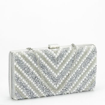 Clutch elegant argintiu B-1010 01