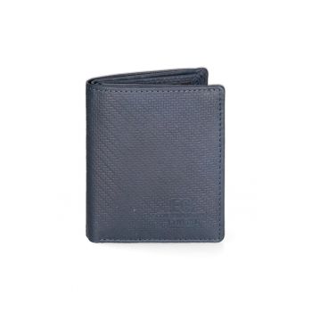 Portofel pliabil de piele - Albastru inchis