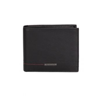 Portofel pliabil de piele cu logo discret 166969 - Rosu/Negru