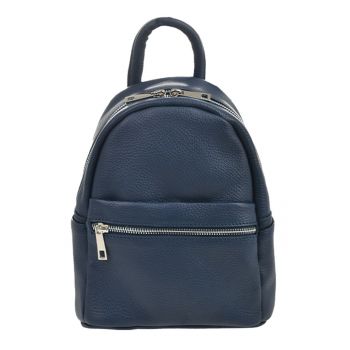 Rucsac de piele cu buzunar cu fermoar